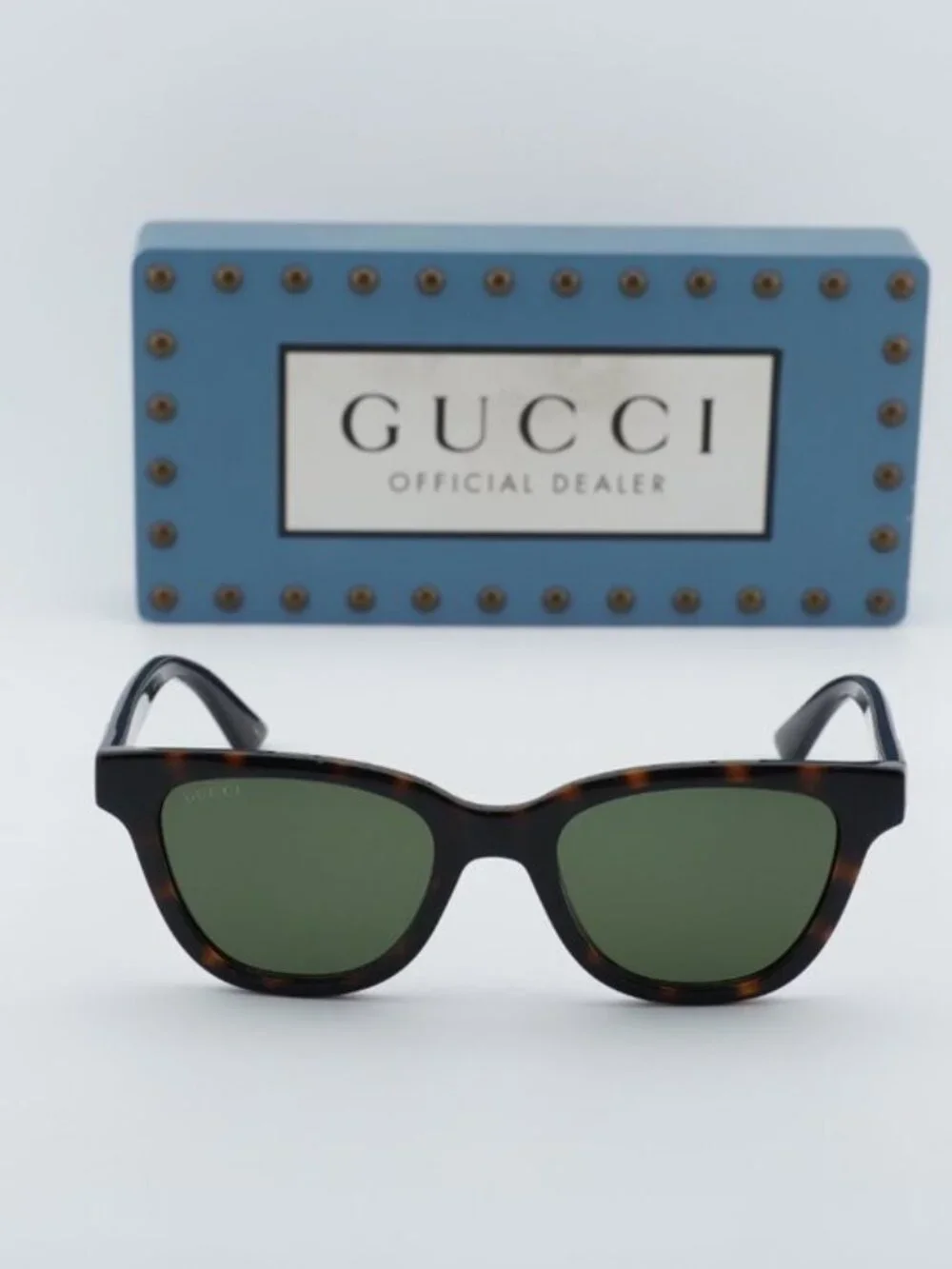 Gucci GG1116S 002 Unisex Square Sunglasses - Havana / Green - Picture 6 of 11